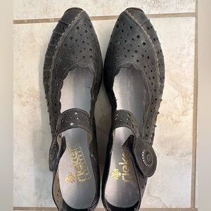Rieker Women's Black Perforated low heel